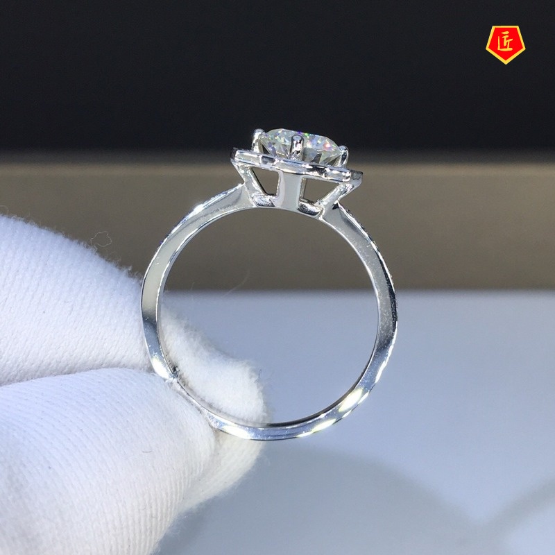 [Ready Stock]Women's Simple Moissanite Pt950 Platinum Ring Fashion