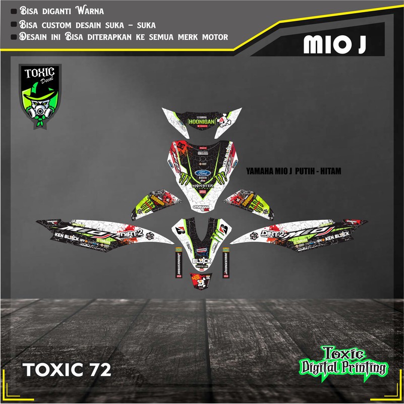 Sticker Decal YAMAHA MIO J  HONIGAN PUTIH HITAM