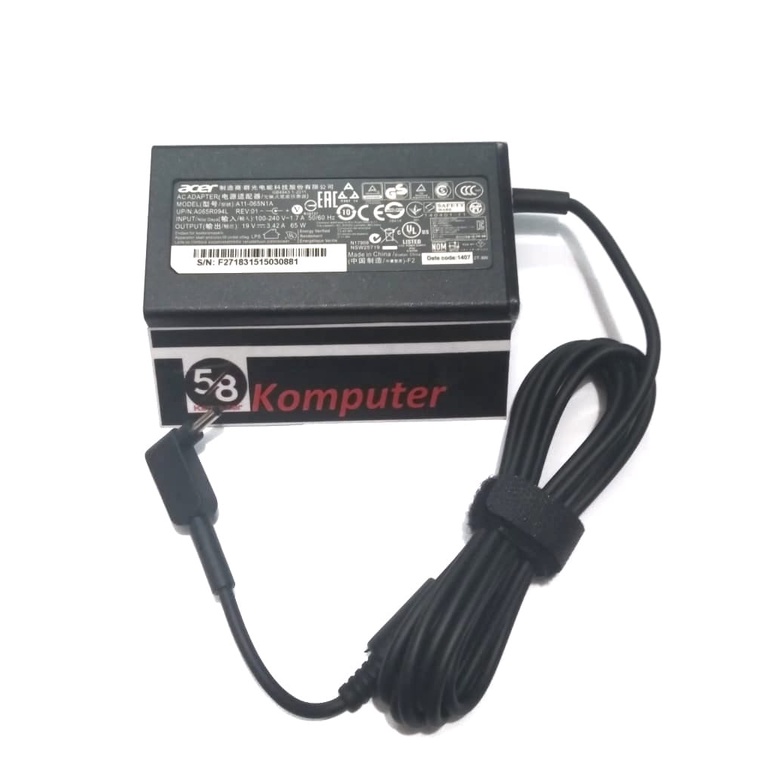 Adapter Charger Laptop Acer Chromebook R11 CB5-132T-C1LK 15 14 13 11 CB3 CB5 C720 C720P C730E C740 C810 C910 19V 3.42A 65W