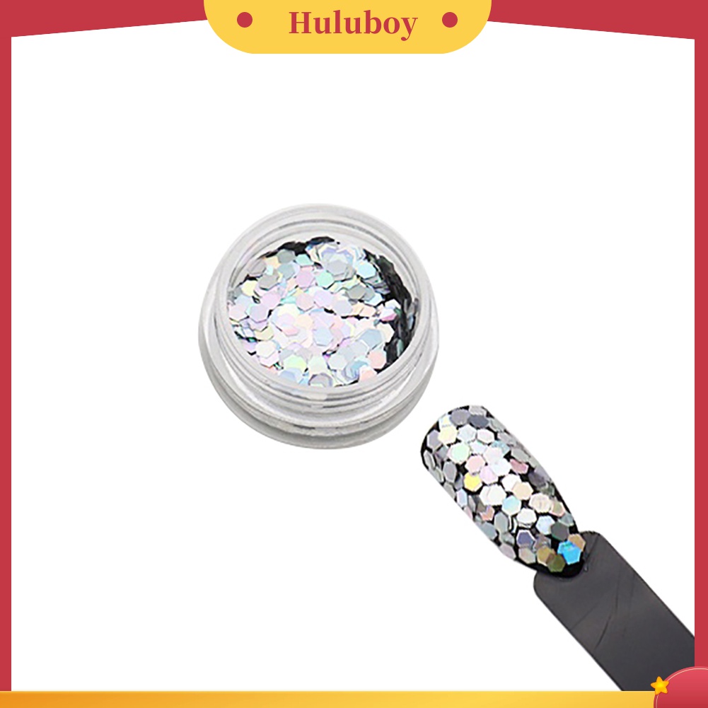 Huluboy Huluboy♡ 4 Kotak Payet Glitter Heksagonal Linear Untuk Dekorasi Nail Art Manicure