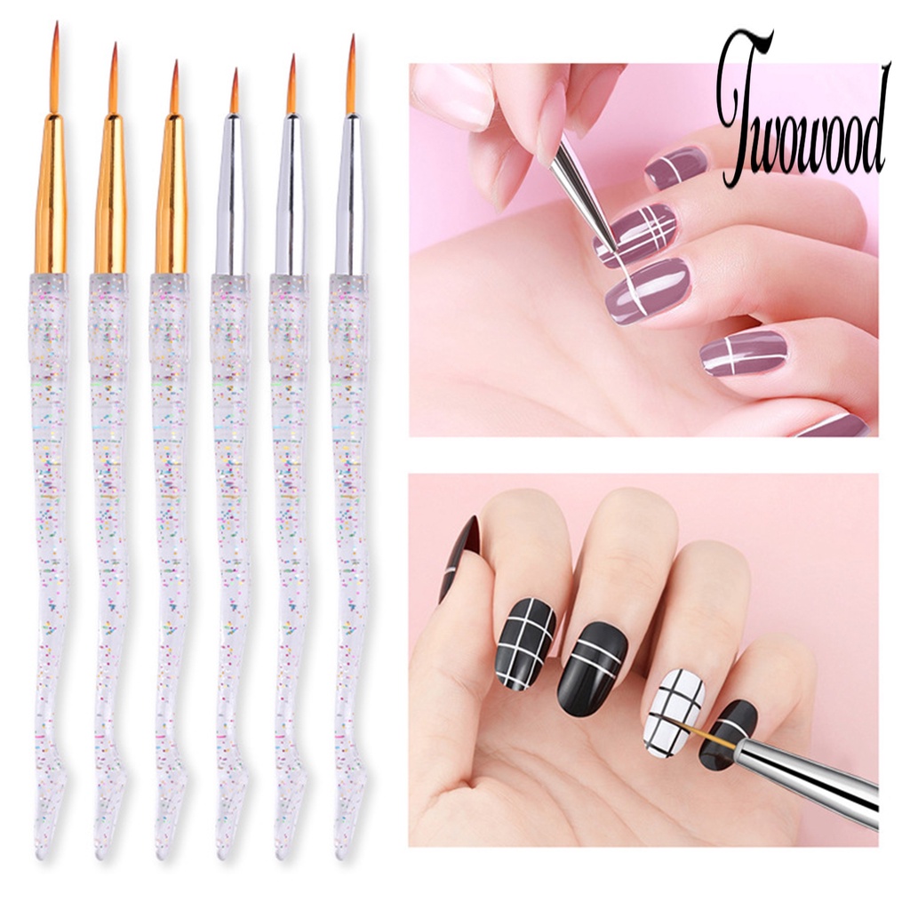 Twowood 3Pcs / Set Brush Nail Art UV Gel Extension Bulu Lembut Ringan Untuk Wanita