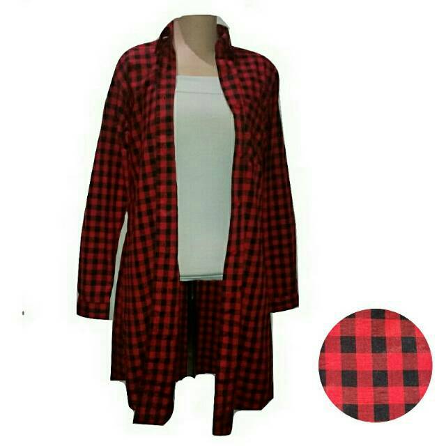 Kemeja wanita kotak kotak merah Tunik Arty kemeja Kemeja wanita kotak kotak merah Tunik Arty kemeja