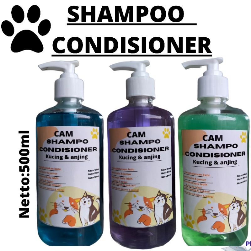 shampoo conditioner anti kutu/pelembut/anti jamur/penumbuh bulu /bakteri khusus kucing &amp; anjing netto 500ml