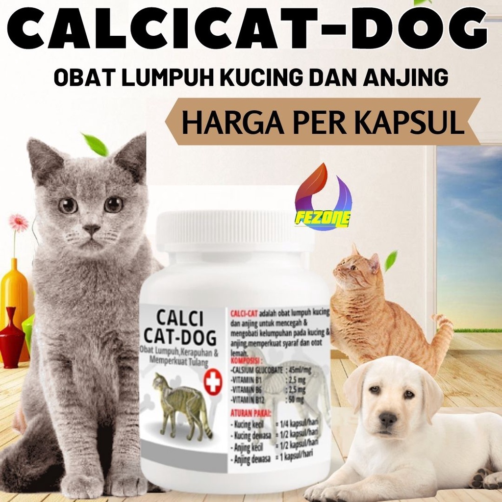 SUPLEMEN TULANG KUCING OBAT LUMPUH CALCI CAT-DOG KUCING ANJING MEMPERKUAT SYARAF DAN OTOT YANG LEMAH FEZONE