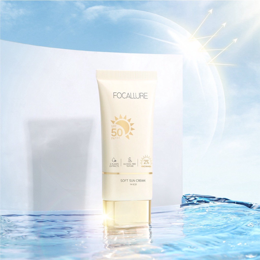 ❤ BELIA ❤ FOCALLURE UVA UVB Blue Light Sun Protector Sunscreen FA-SC23 Gel Soft Sun Cream, SPF 50 PA+++ | BPOM