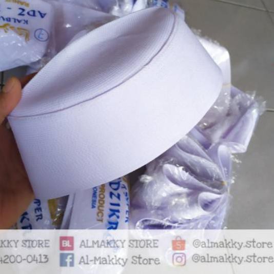 GNB-0235., PECI PUTIH ADZ DZIKRO Kopiah Putih Polos Az Zikra Kalbut Peci Habib Bahar Topi Peci Batok