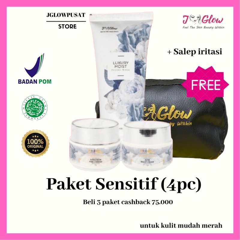 J-Glow Paket Sensitif/ jglow sensi acne / PERAWATAN WAJAH / SKINCARE BPOM