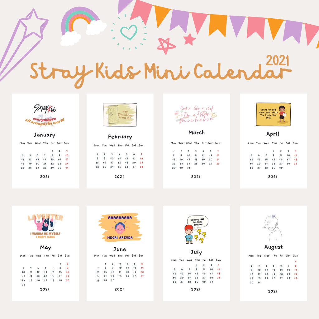Stray Kids Mini Calendar 2021 Shopee Indonesia