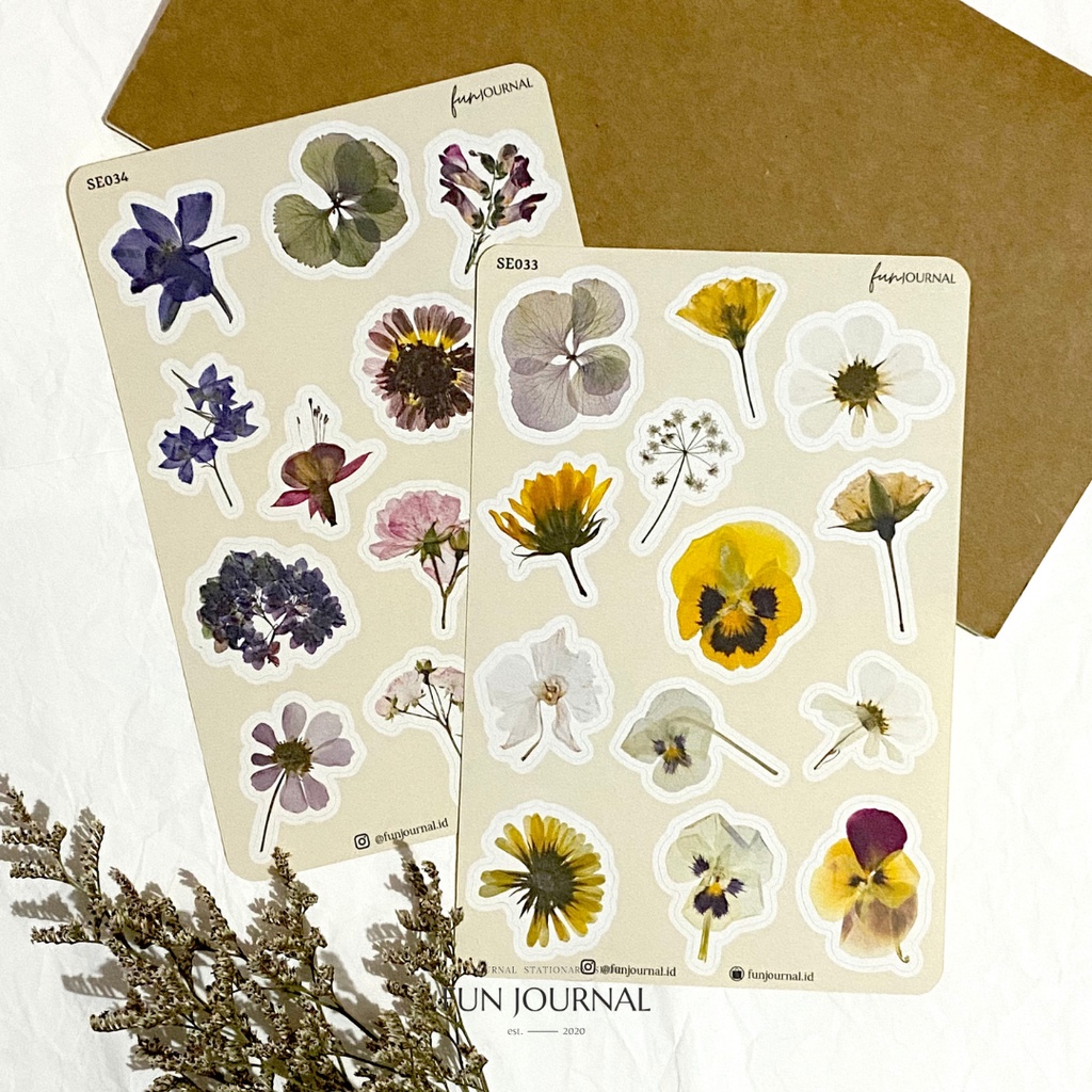 

PRESSED FLOWER STICKER STIKER SHEET UNTUK JOURNAL JURNAL PLANNING PLANNER SCRAPBOOK DIY BUJO