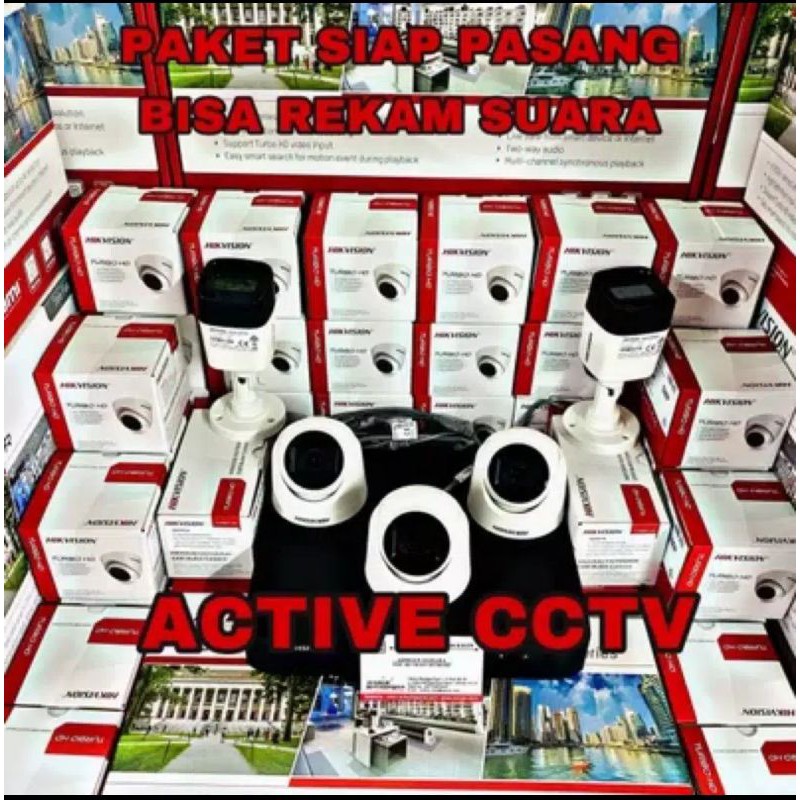 paket camera cctv 5 kamera 1 tb hikvision 2mp audio built in mic 1080p 8 channel ch rekam suara 8ch