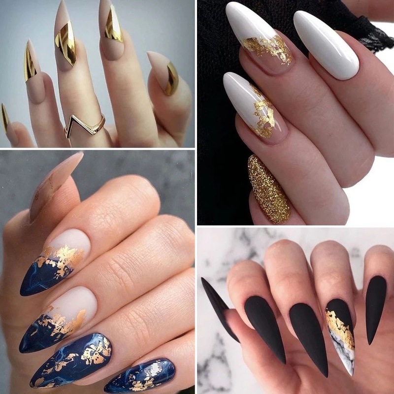 1 Kotak Serpihan Payet Glitter Irregular Flakes Chrome Pigmen Emas Foil 3D Untuk Dekorasi Manicure