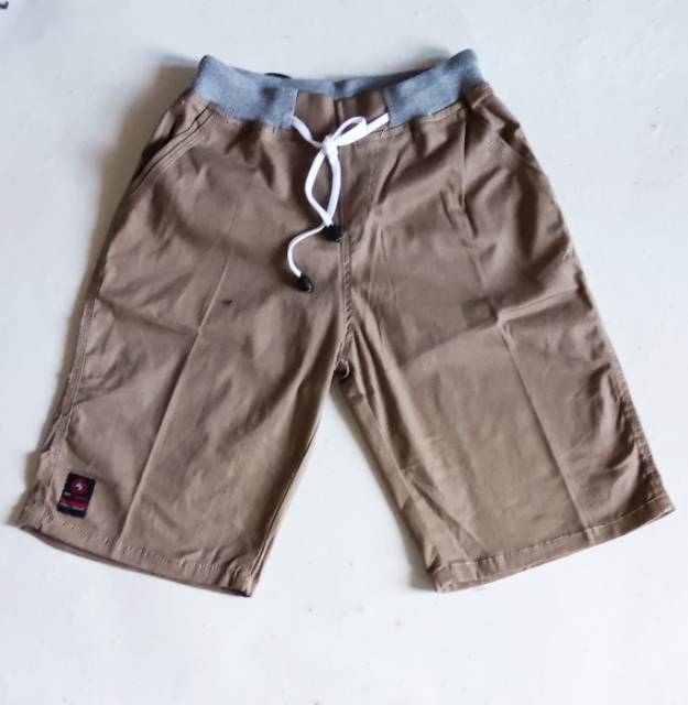 Celana Chino pendek pria  karet pinggang rip kolor surfing polos bahan combet tuil adem/katun melar