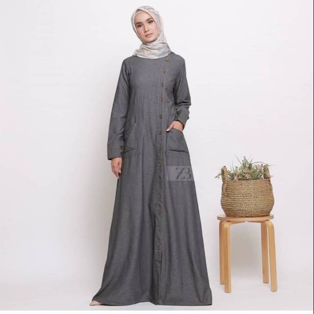 Denim dress grey Size S by hlzb Heaven lights Zerina Banu gamis jeans