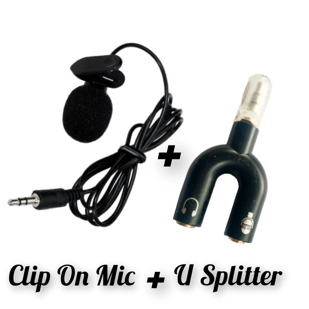 Paket Youtuber 2 In 1 ( Clip On Mic + U Splitter )