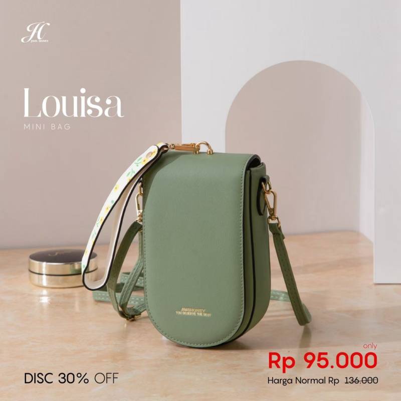LOUISA MINI BAG JIMSHONEY varian lama Motif Bunga pada tali pendek nya ( READY STOCK, SIAP KIRIM )