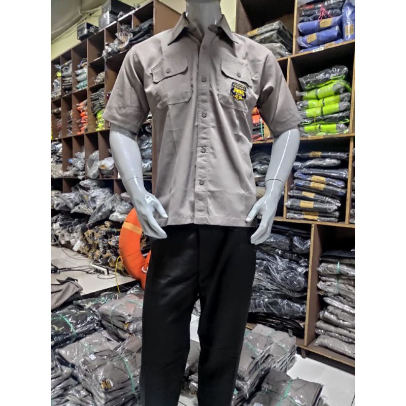 Seragam PDH satpam coklat bahan AMERICAN DRILL ASLI | Seragam PDH Satpam terbaru bahan drill coklat