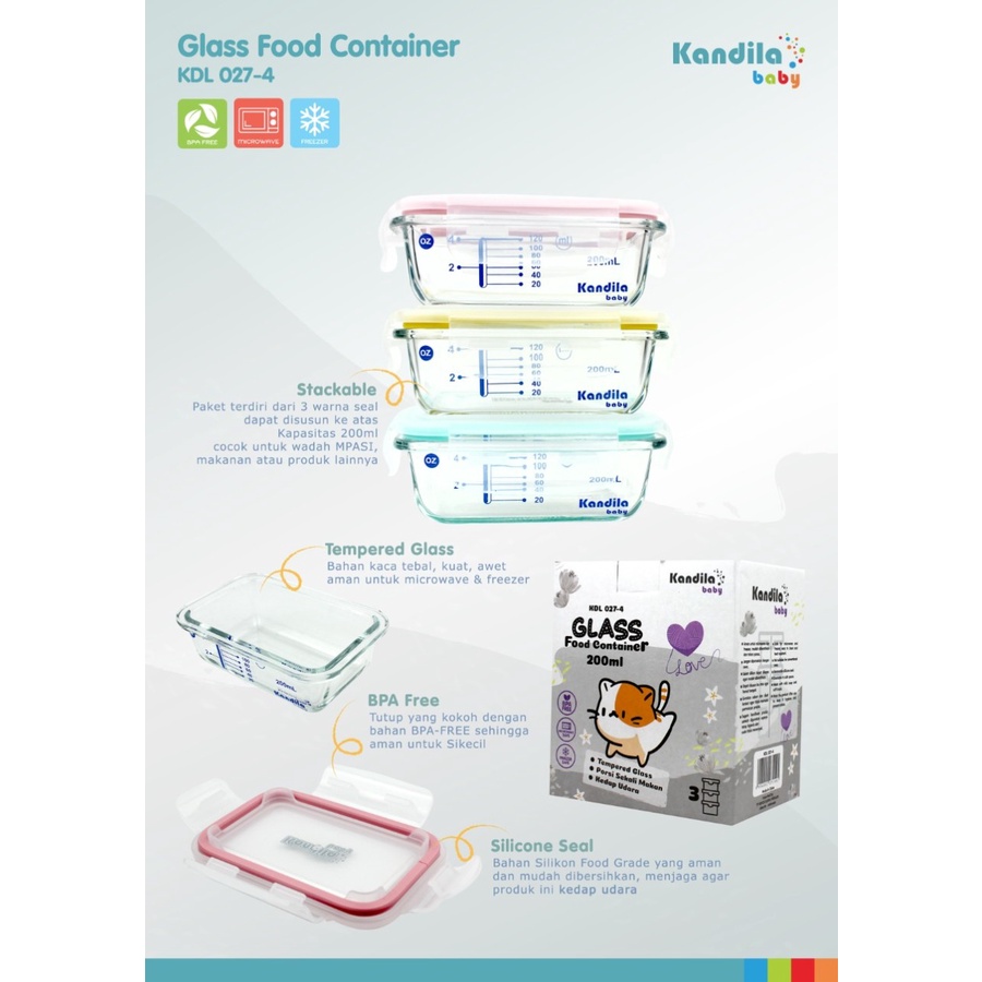 Kandila KDL027-4 Baby Glass Food Containers 200ml
