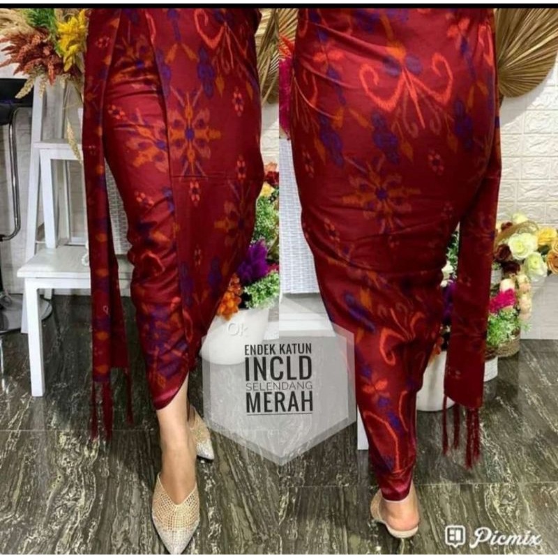 kamen katun endek set slendang