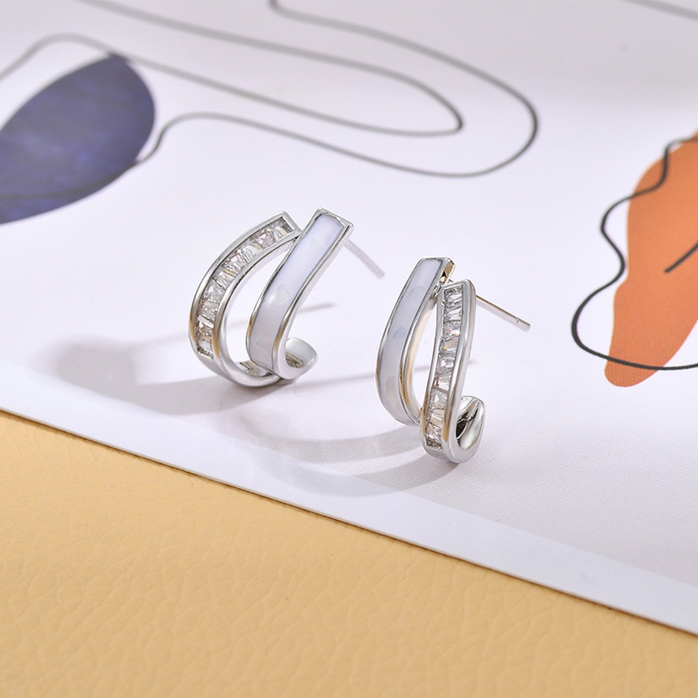 Anting Tusuk Wanita Model Korea Simple Lapis Ganda Untuk Musim Panas