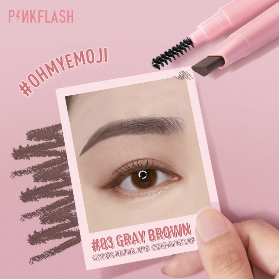 PINKFLASH OhMyEmoji Automatic Eyebrow Pencil Lasting 8h Waterproof Soft Durable Fiber Rotating Brush Head Pigmented Easy Blend PF013