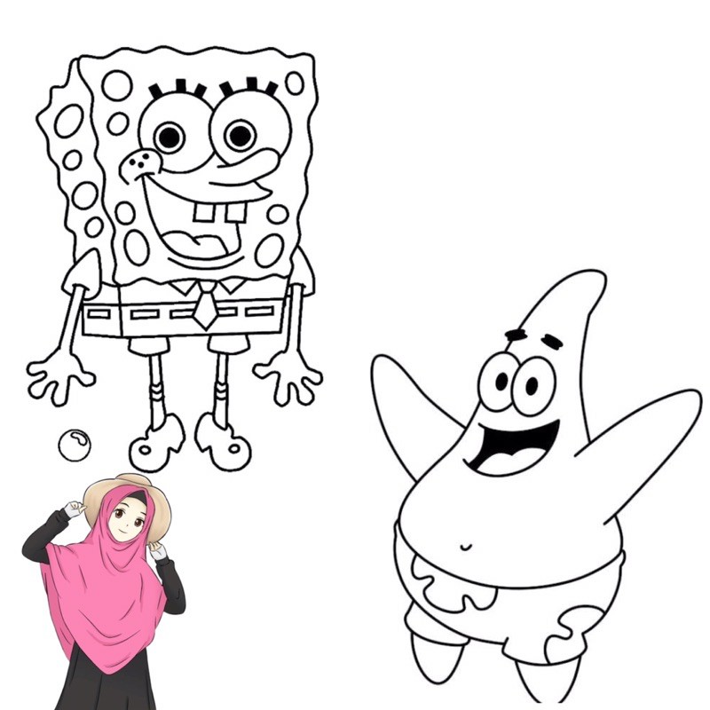 Jual Gambar Mewarnai Kartun Anime Lucu Spongebob Patrick And Desain Untuk