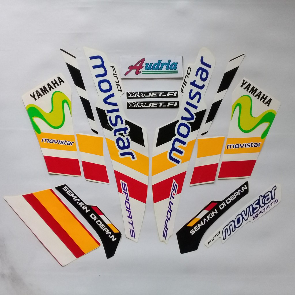 Striping Sticker Motor Yamaha Fino Sporty Movistar 2014 Merah