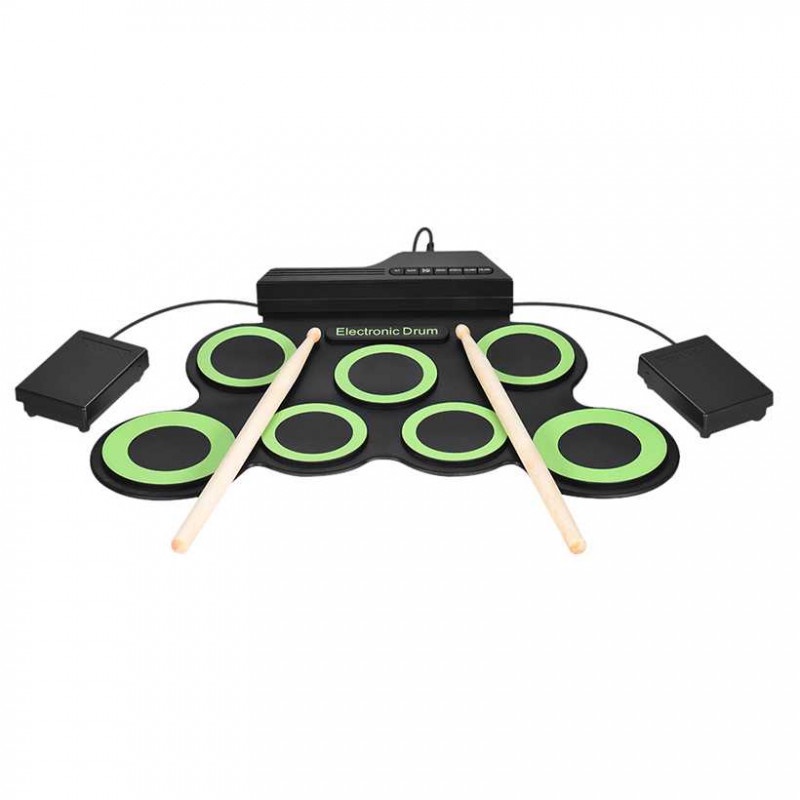 Drum Kit Electronic Digital 7 Pads Roll Up USB Latihan Mainan Anak