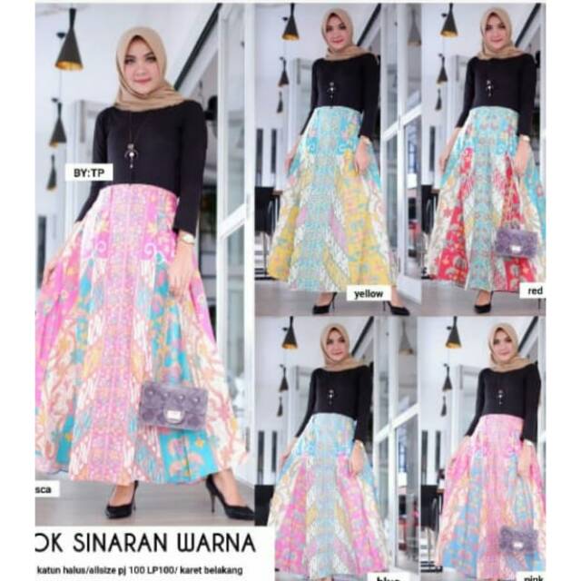 fashion muslim.celana batik,kulot batik,cutbray batik,kulot palazzo,rok Sinaran warna warni
