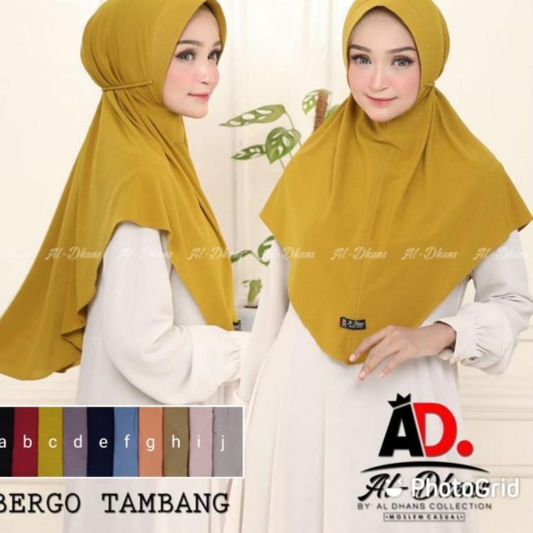 "CJR.14Ap22ᵞ" Jilbab Bergo Pad Polos / Bergo Ped Tali Tambang by Aldhans