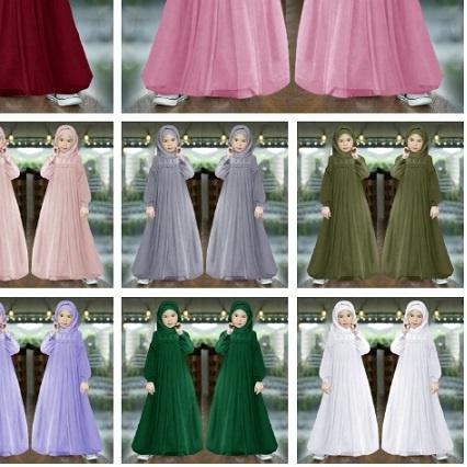 ❈ GAMIS MUSLIM MURAH ANAK PEREMPUAN DRESS PANJANG KID NURAINI BROKAT TILE CANTIK RENDA IMPORT TERBAR