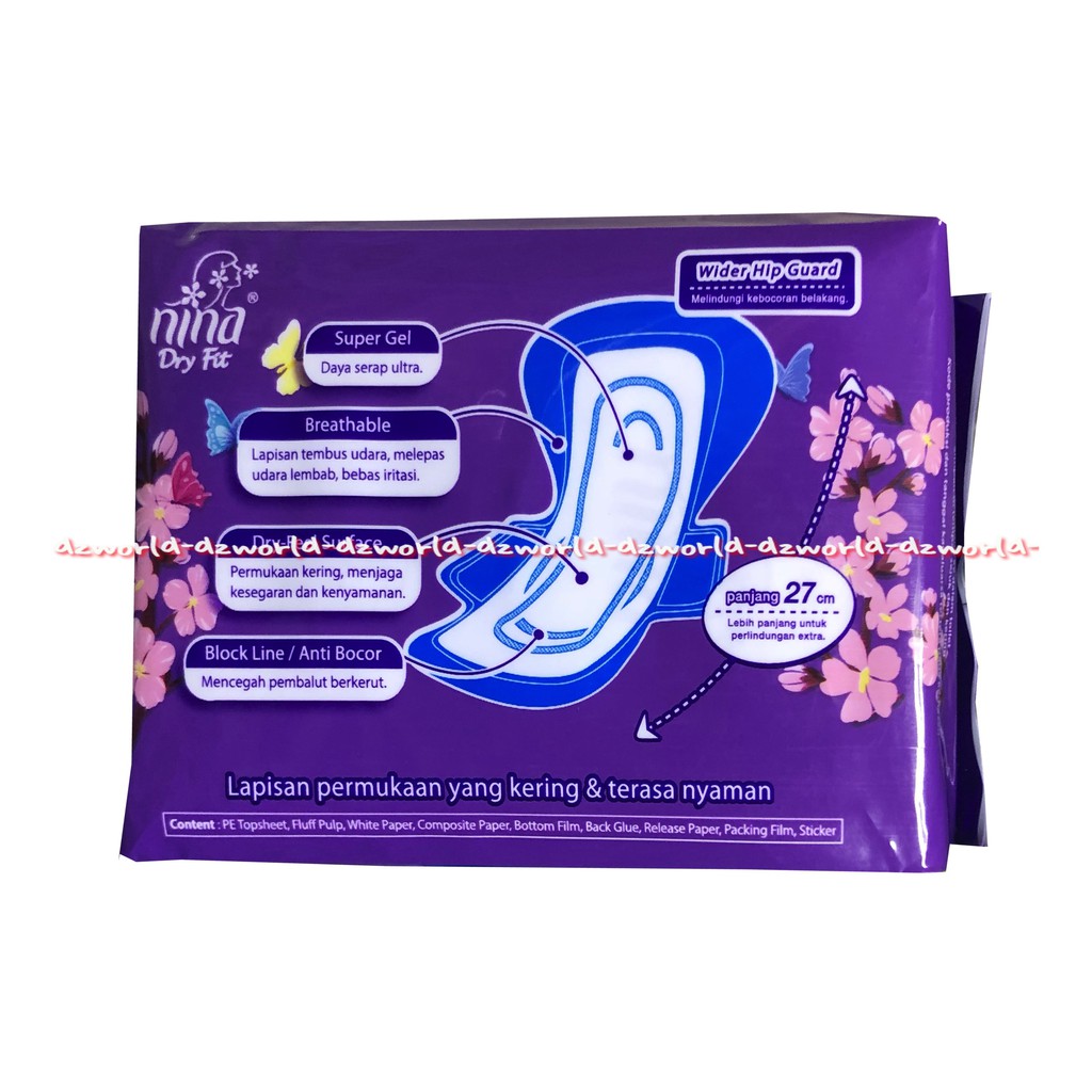 Nina Dry Fit 10 Lembar 27cm Panty Liner Bagus Nina Pantyliner