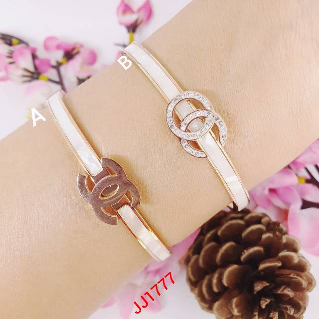 Gelang bangle korea simple titanium asli rosegold anti karat GBT-02