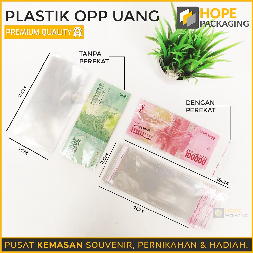 Plastik OPP Bucket Uang Kertas Hadiah / OPP Lem plastik Uang Kertas / Opp Roti / Kantong Bening