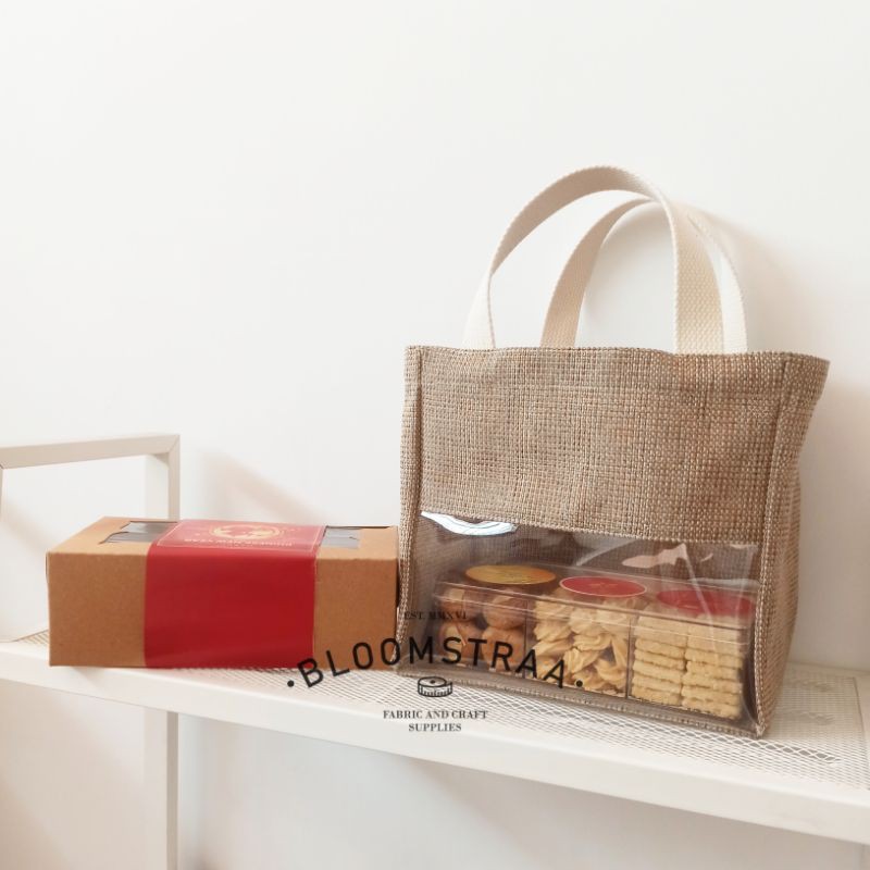 [ LICORICE ] Hampers Bag Jute Tas Souvenir 21x20x13 cm Tas Goni Mika