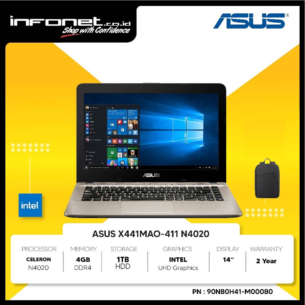 ASUS X441MAO-411 N4020 4GB 1TB UMA 14" W10