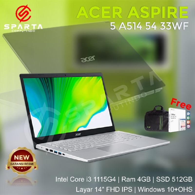 Laptop Acer Aspire 5 A514 54 33WF Core i3 Gen 11 Ram 4 GB SSD 512 GB Win 10 OHS New