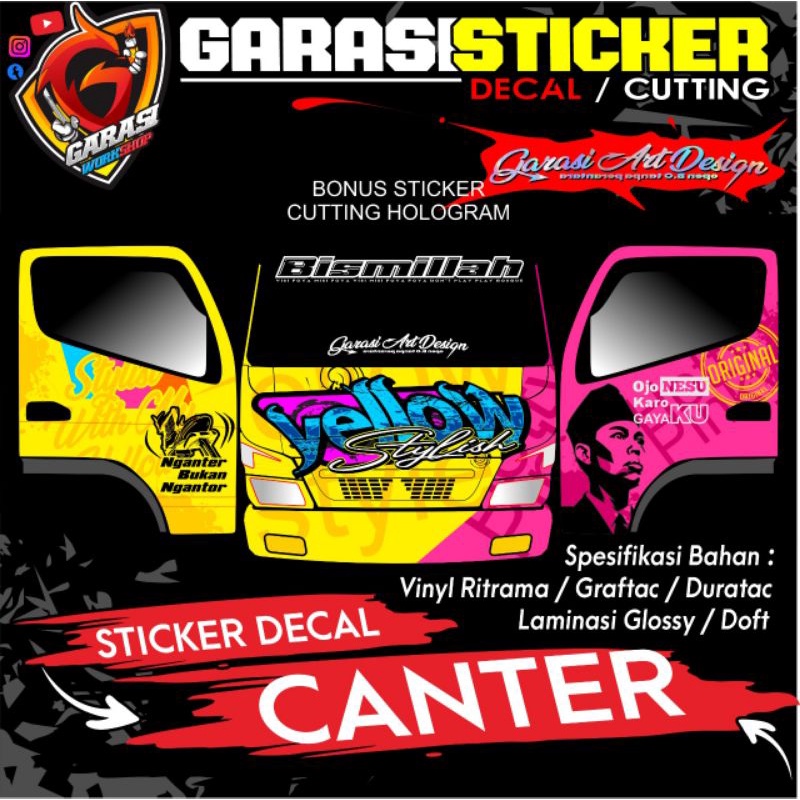 STIKER DECAL KABIN CANTER YELLOW