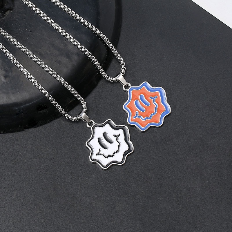 Fashion Stainless Steel Smiley Pria Kalung Tren Jalan Hip Hop Stainless Steel Kalung Pasangan