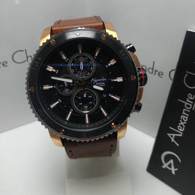 Jam tangan pria Alexandre Christie AC 6509MC Rosgold Original