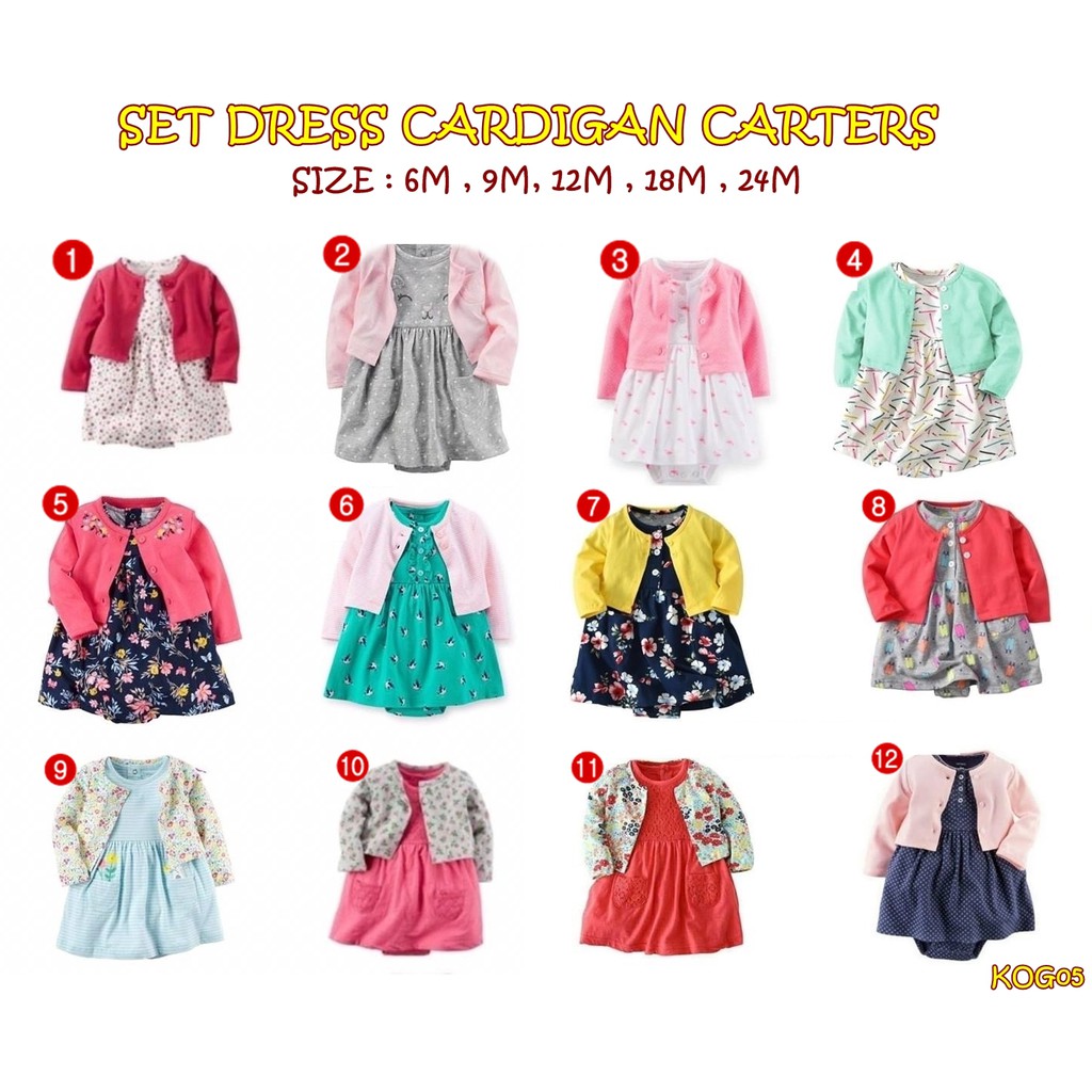 KOG05 SET DRESS CARDIGAN CARTERS / DRESS BAYI / CARDIGAN BAYI