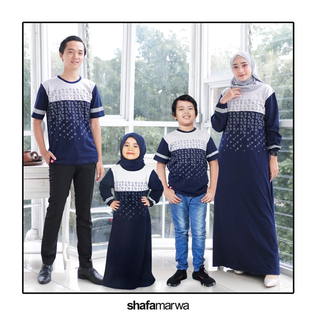 Baju Couple Keluarga Gamis Kaos Kapelan Seragam Bahan Kaos Katun Combade 24s Sarimbit Ayah Ibu Gamis
