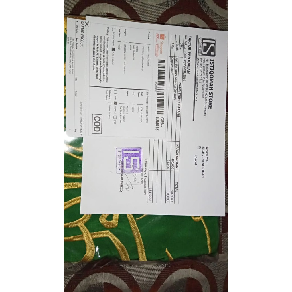 1 Buah Kain Tutup Penutup Keranda Jenazah &amp; 1 Buah Kain Payung Bahan BLUDRU Full Bordir BELUDRU