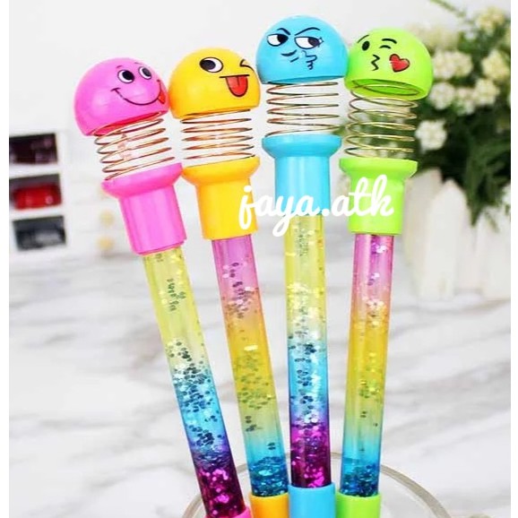 PULPEN PER PULPEN GEL LUCU PULPEN GLITER AIR EMOJI SPRING DOLL PULPEN GEL GLITER EMOJI SMILE