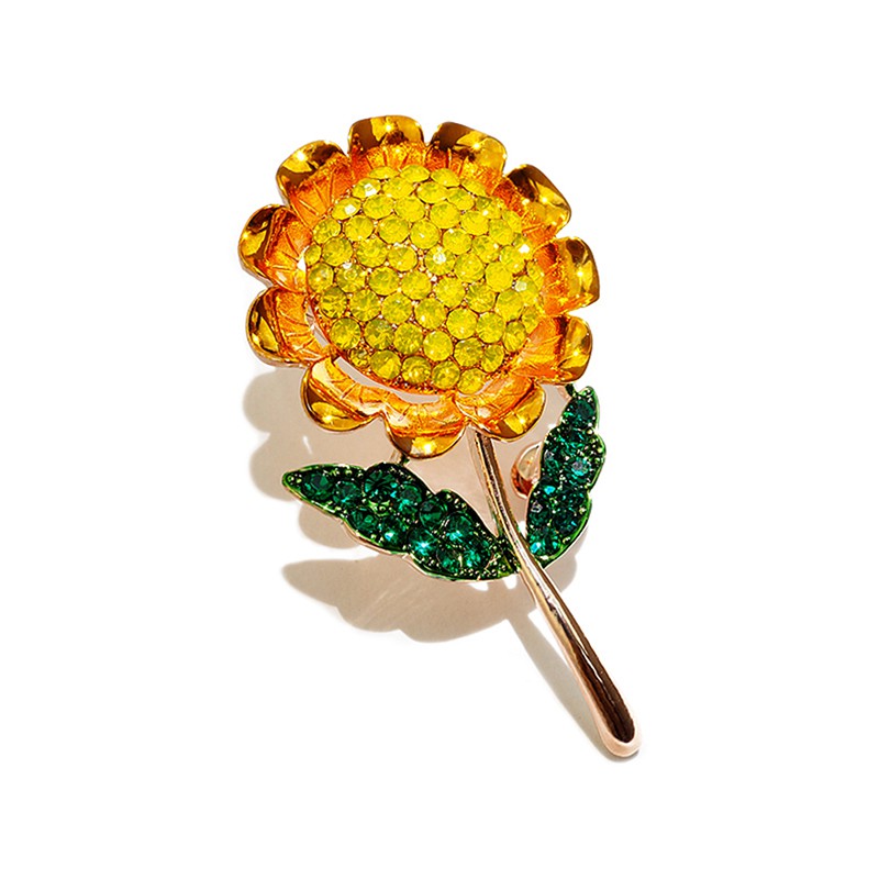 Hbid Glory Bros Pin Enamel Desain Bunga Matahari Hias Kristal Untuk Pesta Nikah / Banquet / Hadiah