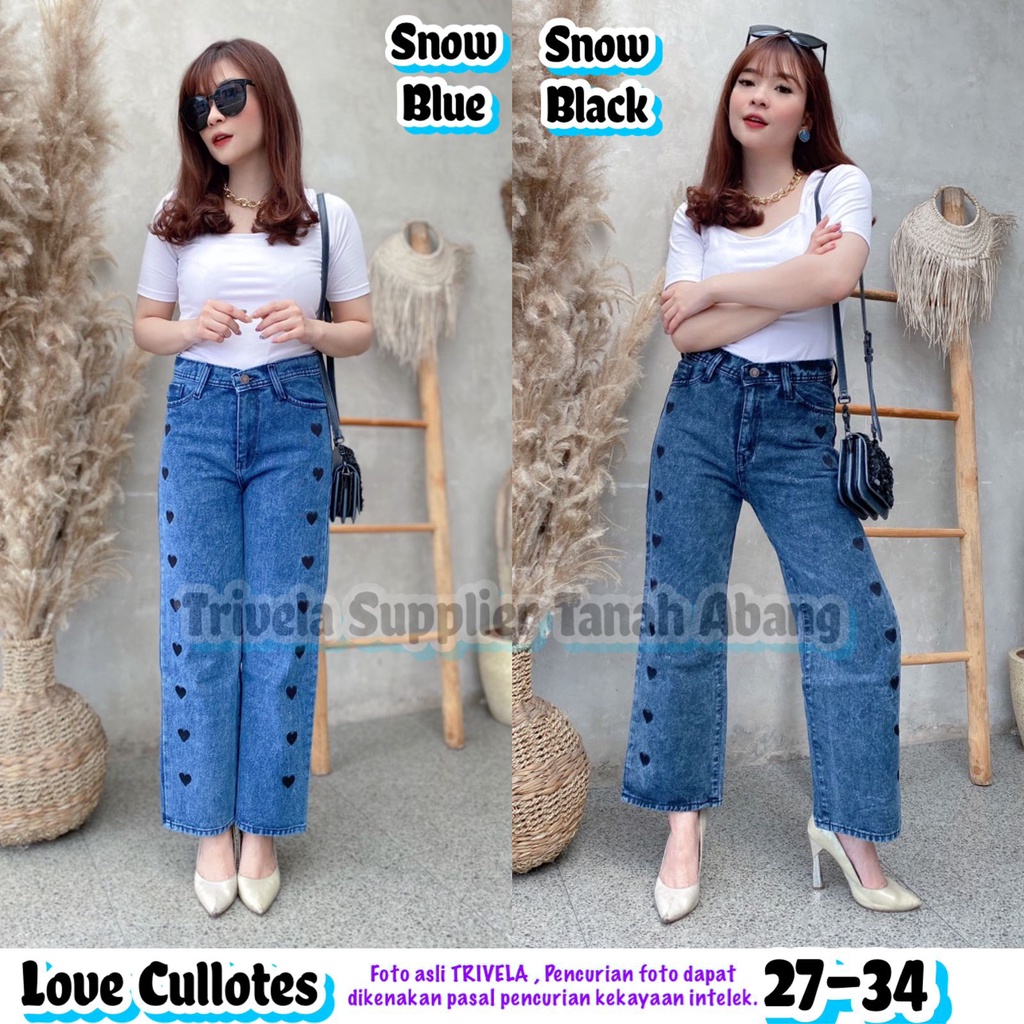 Kulot Jeans Love Wanita / Love Cullotes / Kulot Love Jumbo / Kulot Love 27-34