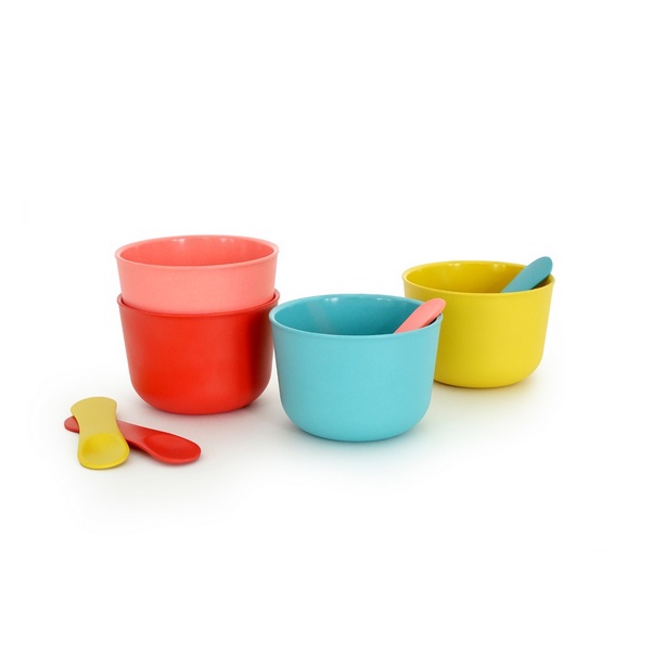 EKOBO Bamboo Ice Cream Set - Tempat Makan Es Krim Anak &amp; Dewasa Cups Ice Cream Spoon Ice Cream
