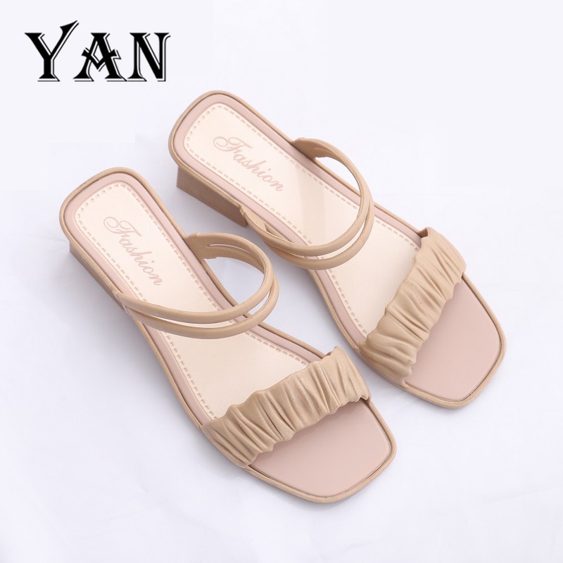 YAN Sendal Wanita Heels Wanita Kasual Sandal Wanita Sandal Hak 5cm