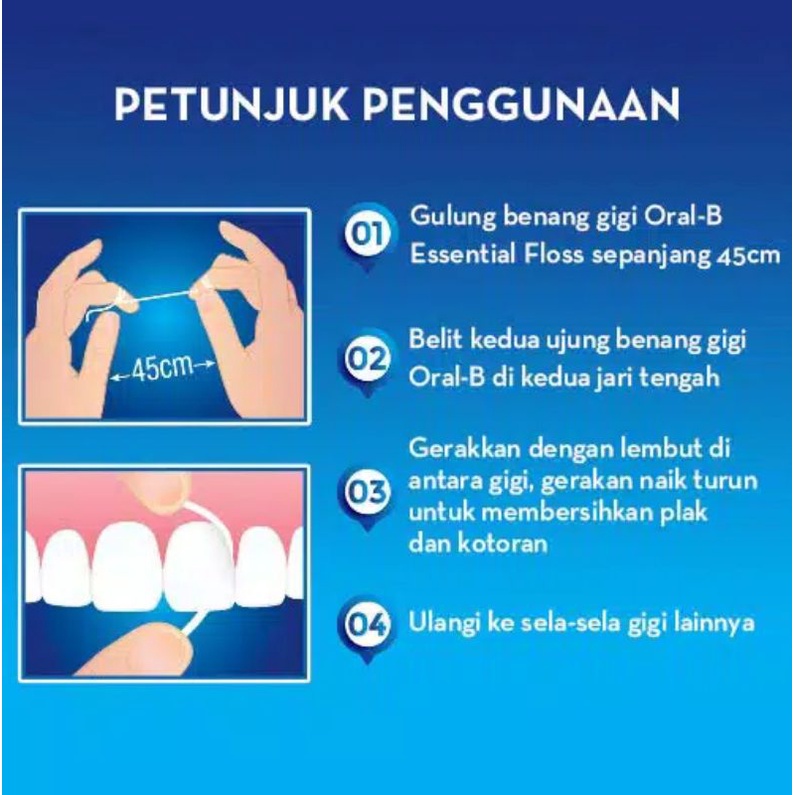 Dental Floss Oral-B / Benang Gigi Satin &amp; Essential 50 m