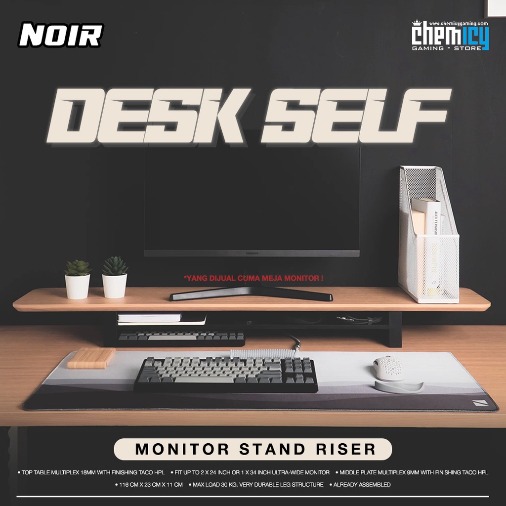 Noir Desk Shelf Monitor Stand Riser / Monitor Table / Meja Monitor