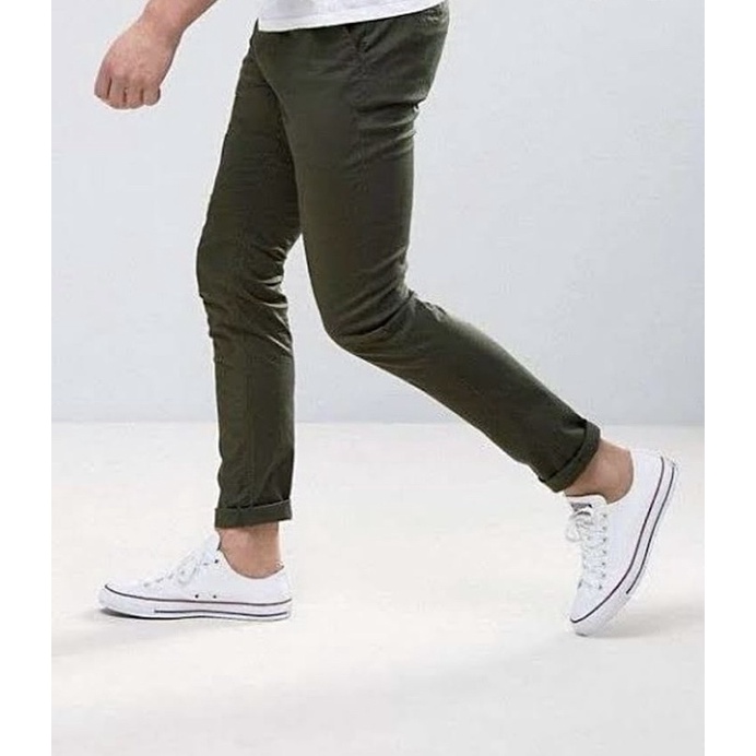 CELANA CHINO Panjang pria Slimfit KERJAHARIAN Santai Casual Formal Hitam Abu Cream Mocca Size 27-38